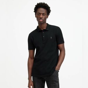 All Saints Reform Short Sleeve Polo Shirt in Black
